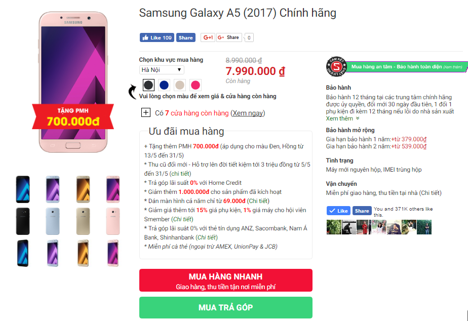 Galaxy A5 2017 chính hãng Giá Rẻ