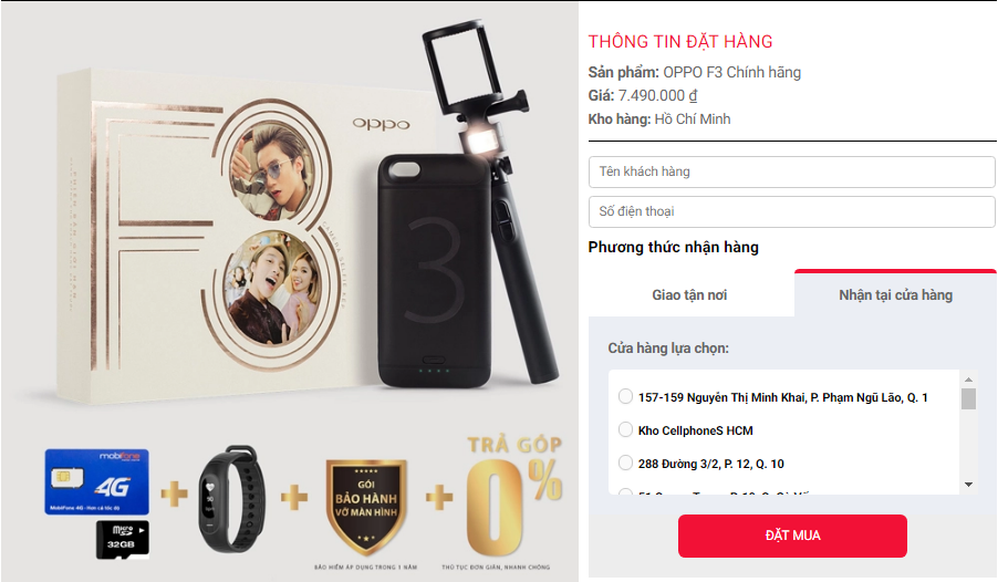 Oppo F3 chính hãng Giá Rẻ hơn