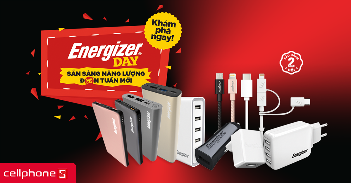 Energizer Day - Giảm giá sốc phụ kiện Energizer chủ nhật hàng tuần