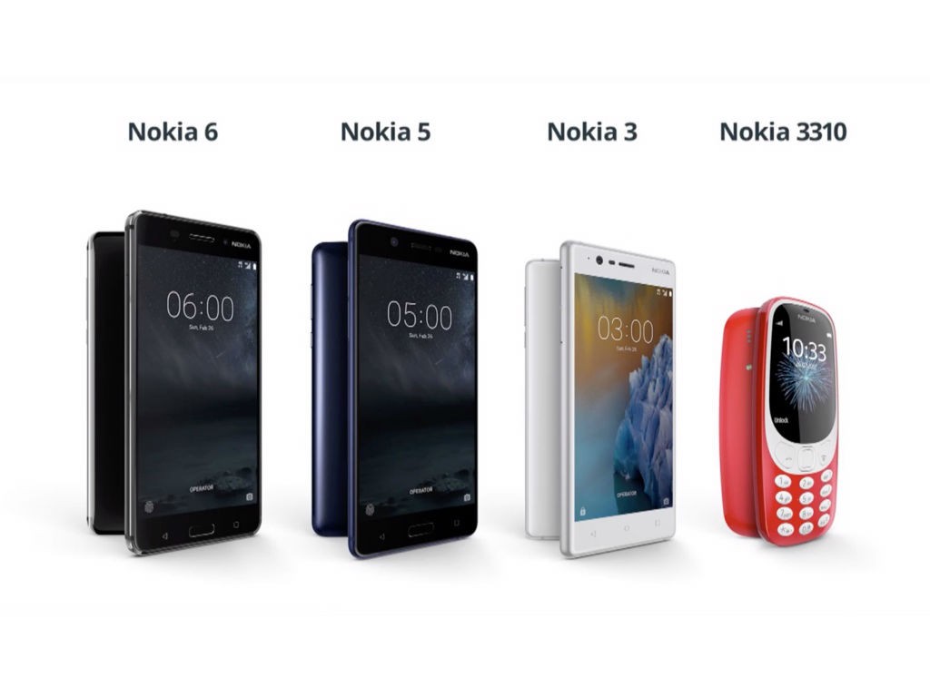 Nokia 6, Nokia 5, Nokia 3 và Nokia 3310