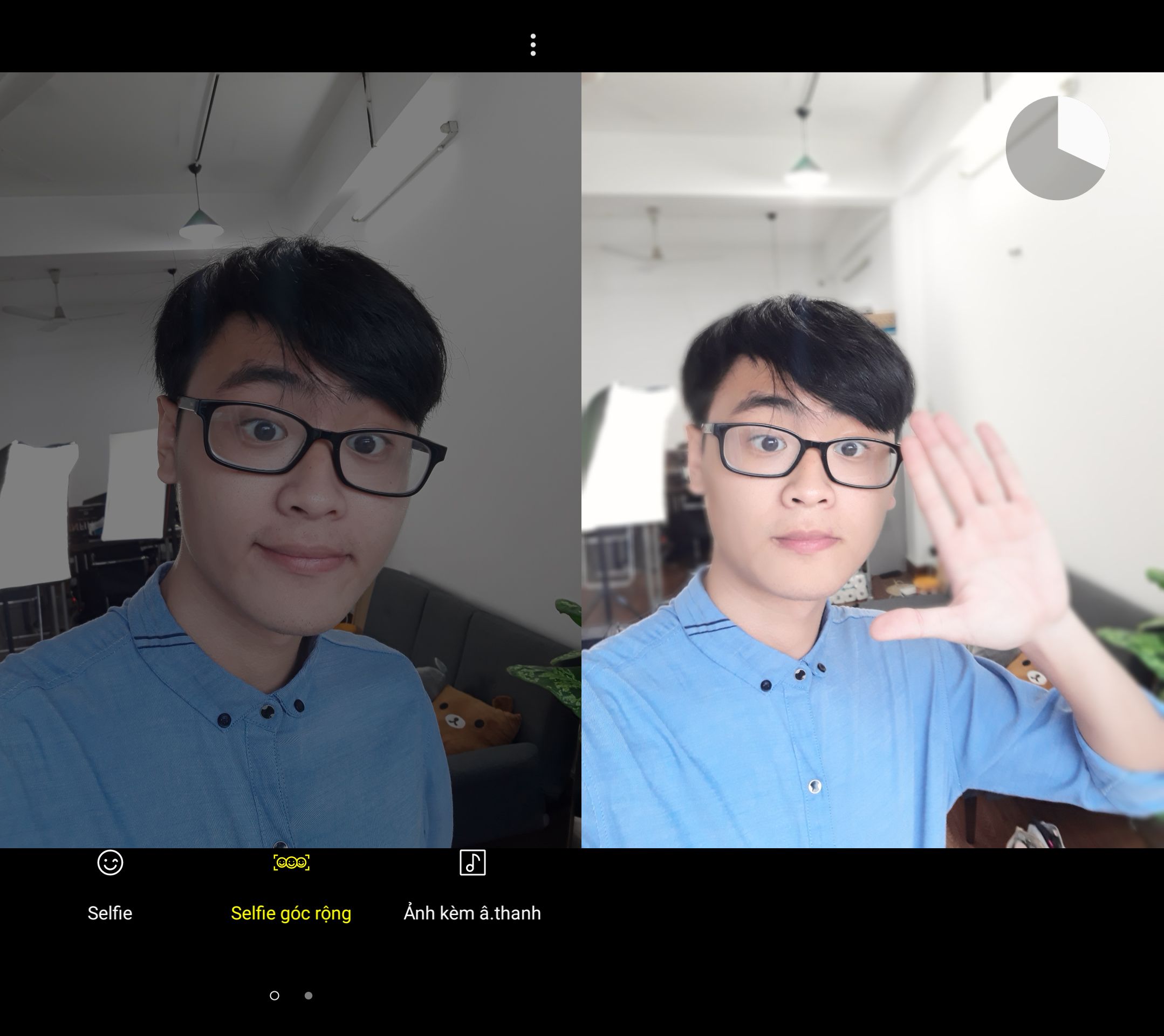 Selfie góc rộng và khả năng chụp ảnh khi giơ lòng bàn tay.