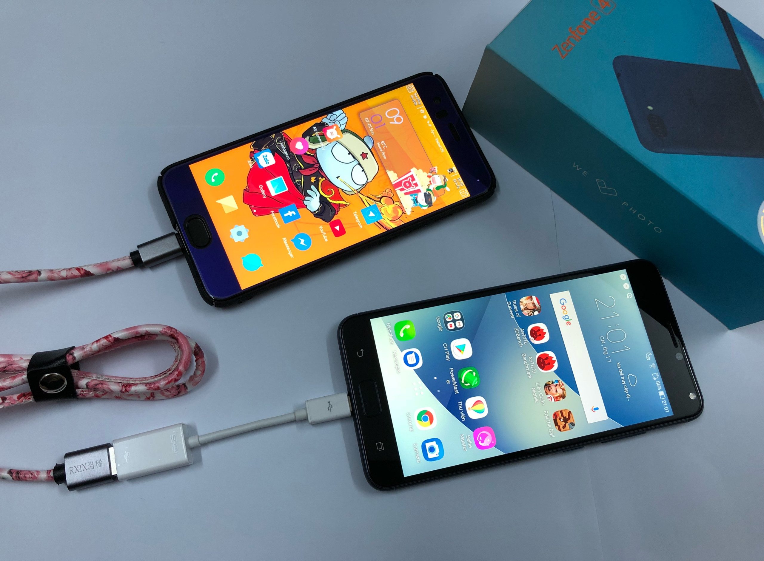 Kết nối 2 chiếc điện thoại với nhau thông qua cáp Usb OTG