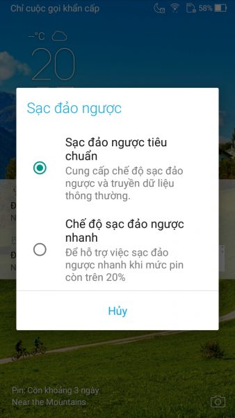 Chọn 1 trong 2 chế độ sạc