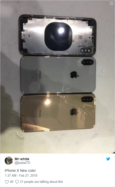 Rò rỉ hình ảnh iPhone X thế hệ tiếp theo với màu Vàng Gold