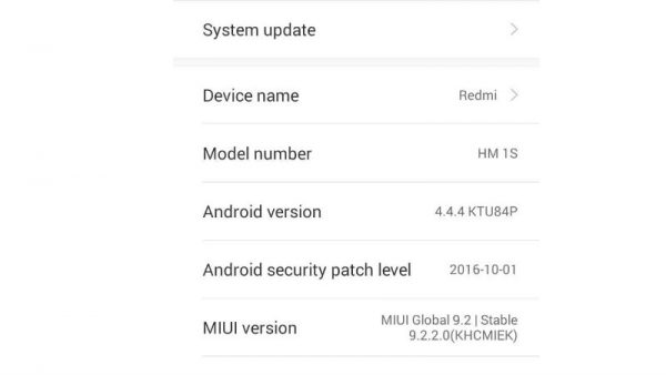 Xiaomi Redmi 1S được lên MIUI 9 trên nền Android 4.4.4 Kitkat