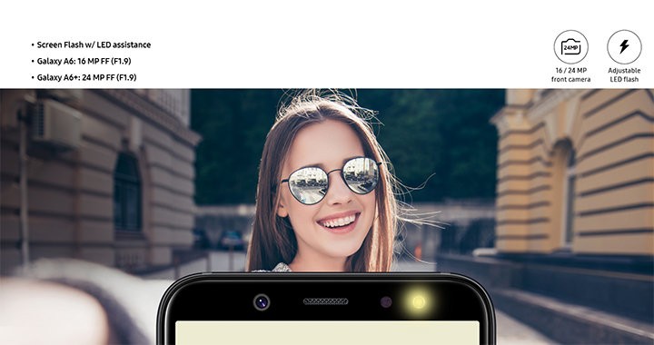 Camera selfie độ phân giải cao cùng đèn flash LED cho phép người dùng chụp ra các tấm ảnh selfie ấn tượng