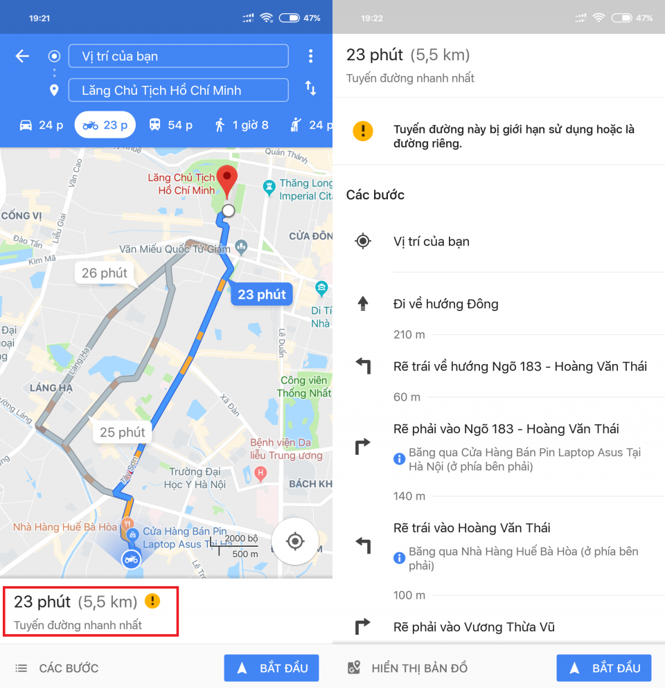 Cách sử dụng Google Maps chỉ đường đi cho xe máy chuẩn nhất