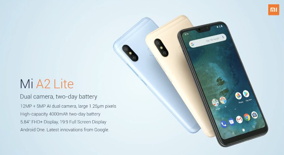 Ngoài ra, Mi A2 Lite còn có dung lượng pin khủng 4000mAh