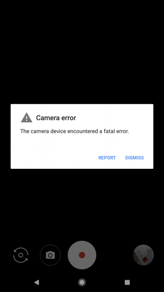Người dùng khi khởi động ứng dụng Camera sẽ nhận được thông báo camera đã gặp phải một lỗi nghiêm trọng và không thể sử dụng được