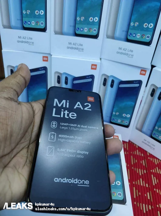 Mặt trước Mi A2 Lite, xác nhận một số thông tin về cấu hình cũng như thiết kế màn hình của máy