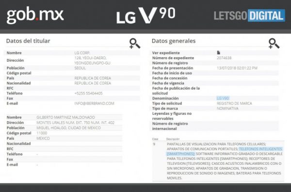 Chưa ra mắt V40 mà LG đã đi đăng ký cái tên LG V90 tại Mexico
