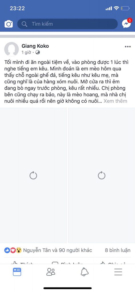 Thậm chí đến ảnh trên newsfeed cũng không thể tải được