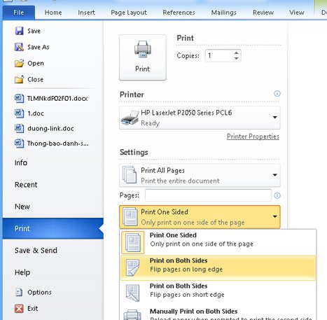 Cách in 2 mặt giấy với máy in hỗ trợ in hai mặt