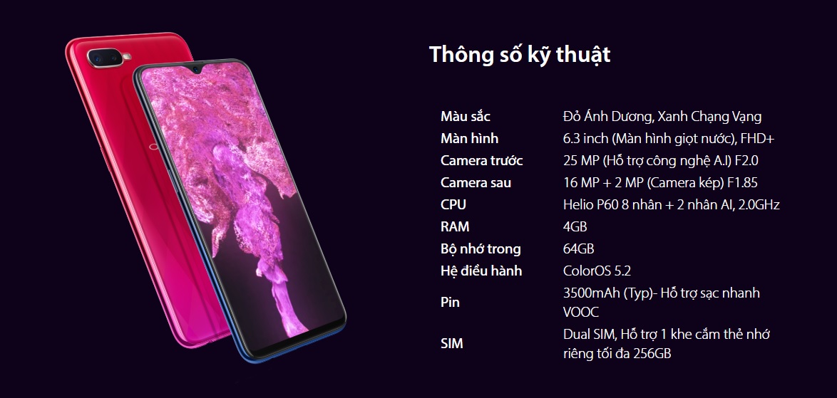 Thông số phần cứng OPPO F9