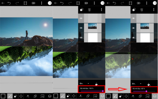 Giảm Opacity xuống 60%