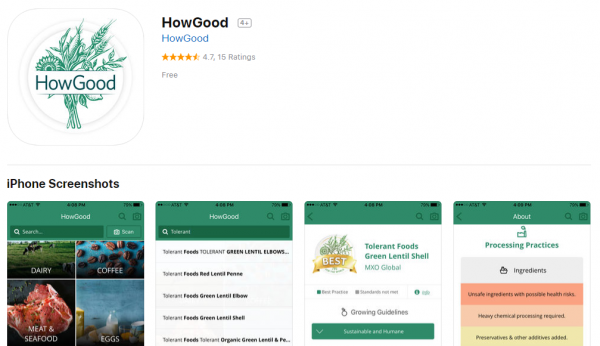 Ứng dụng HowGood cho iOS