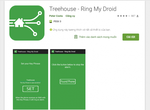 Sử dụng ứng dụng Ring My Droid.