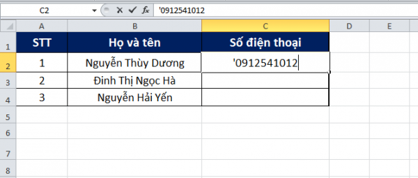 Phương pháp nhập thủ công để hiển thị số 0 trong Excel