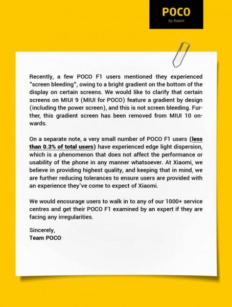 Poco tuyên bố lỗi hở sáng trên Pocophone F1 là do lỗi phần mềm