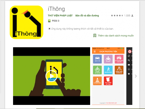 Ứng dụng iThông cho Android.