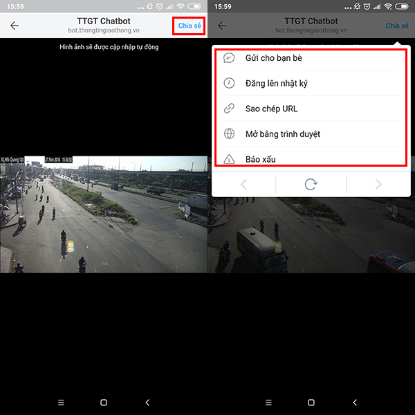 Xem camera để giám sát tình trạng giao thông trực tiếp.