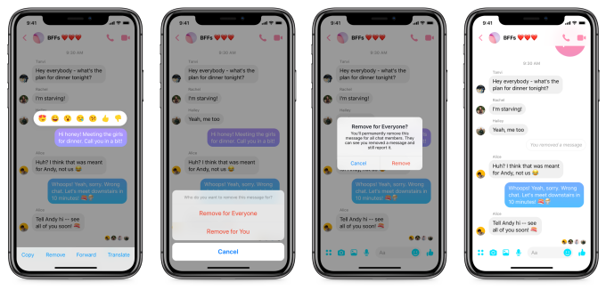 Facebook Messenger đang bắt đầu phát hành tính năng thu hồi tin nhắn