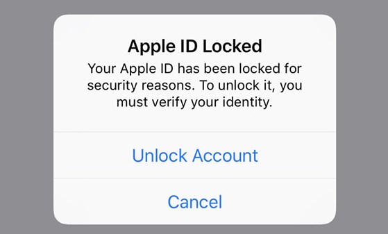 ID Apple bị khóa để lưu trữ.