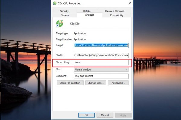 Xóa tổ hợp phím tắt để mở file hoặc phần mềm bất kỳ đã đặt.
