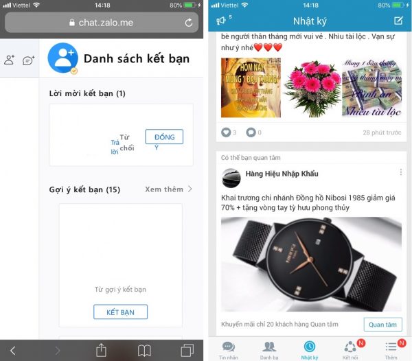 Đăng nhập cùng lúc hai tài khoản Zalo.