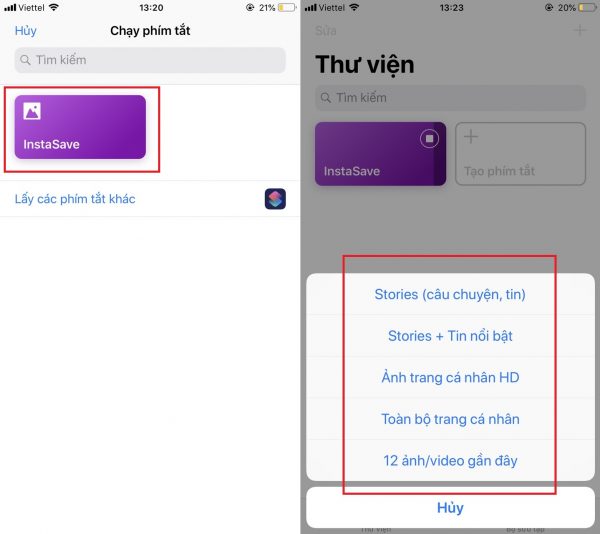 Chọn một trong các tùy chọn xuất hiện để tải xuống mọi thứ từ hồ sơ Instagram này.