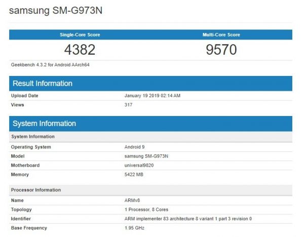 Sau Galaxy S10 Plus, đến lượt Galaxy S10 bản thường lộ điểm benchmark ấn tượng