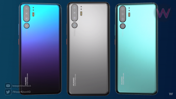 Cùng ngắm bộ ảnh render của Huawei P30 Pro với màn hình giọt nước và cụm 4 camera sau 