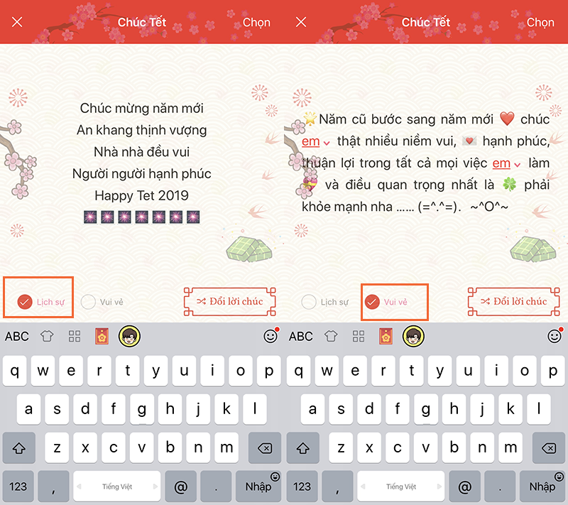 Labankey cung cấp cho bạn 2 dạng lời chúc Tết khác nhau.