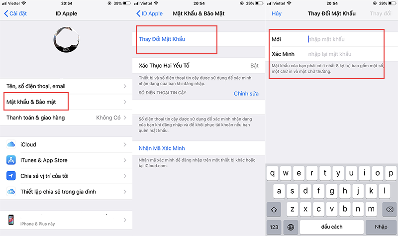 Nhập mật khẩu mới cho ID Apple của bạn.