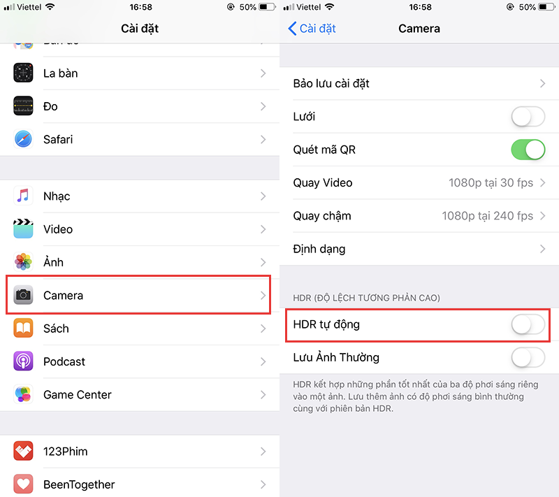 Cách tắt tính năng Auto HDR với tất cả các iPhone khác.