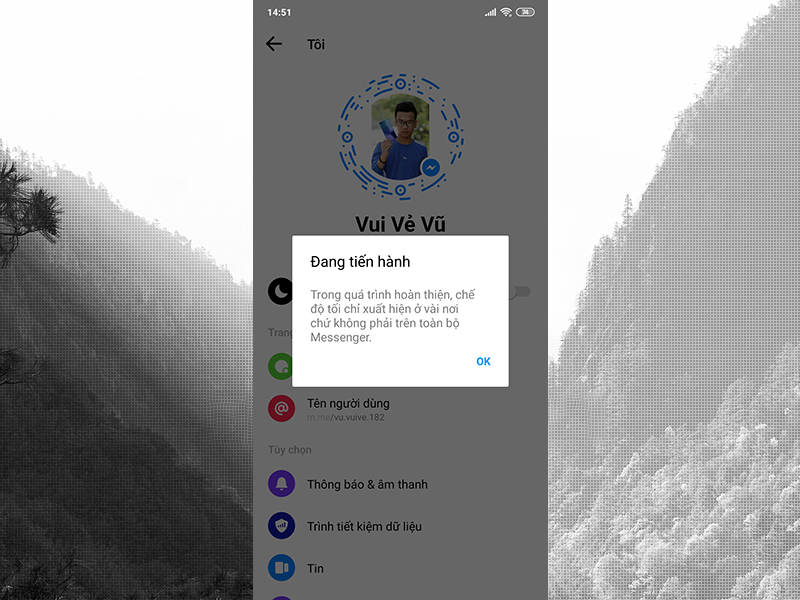 Bạn sẽ mất vài phút để hoàn tất quá trình kích hoạt chế độ darkmode.