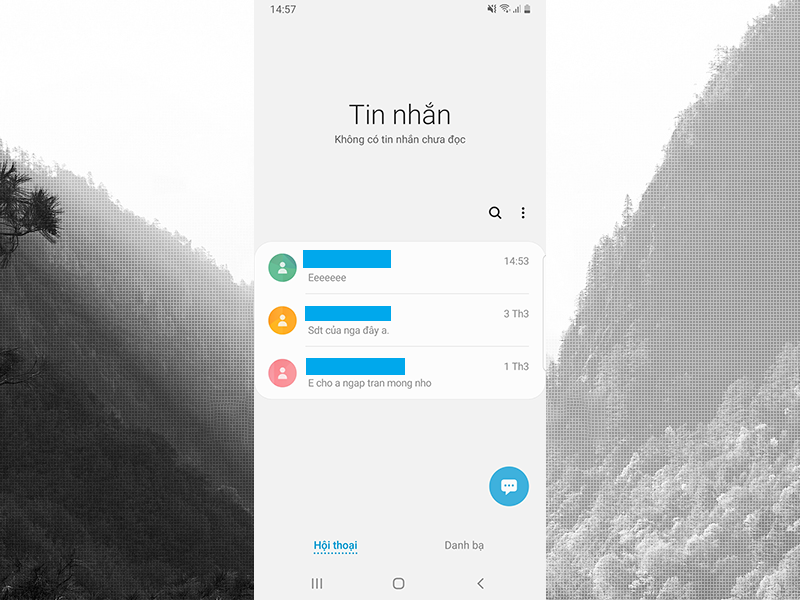 Khởi động ứng dụng nhắn tin Samsung Messages và nhấn vào cuộc hội thoại (số điện thoại) bạn muốn thiết lập âm báo riêng.