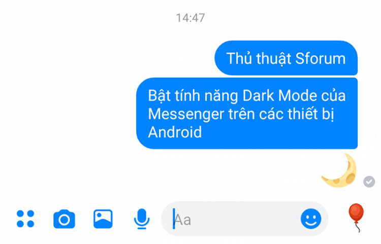 Gửi tin nhắn là biểu tượng hình mặt trăng.
