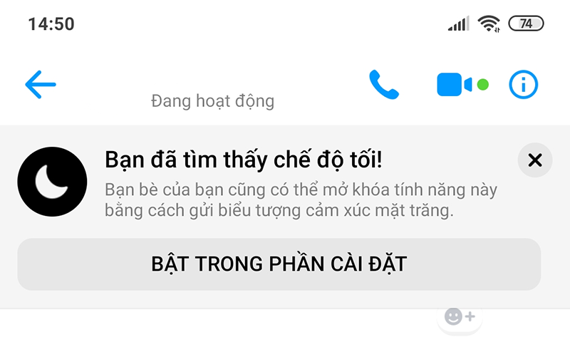 Ngay sau khi xuất hiện hiệu ứng trăng rơi, bạn sẽ nhận được thông báo kích hoạt chế độ 