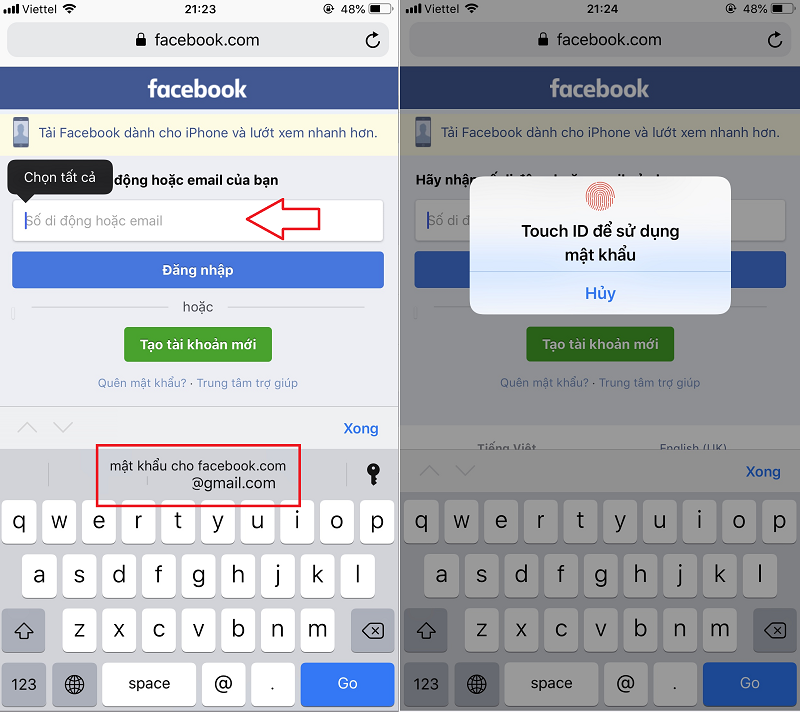 Tính năng AutoFill sẽ tự động điền thông tin đăng nhập (bao gồm tên tài khoản và mật khẩu).