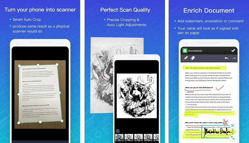 Ứng dụng scan tài liệu cho Android: CamScanner.