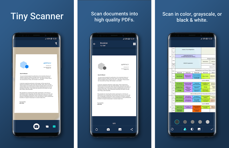 Ứng dụng scan tài liệu cho Android: Tiny Scanner.