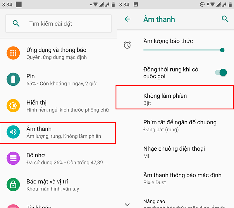 Chế độ không làm phiền trên smartphone Android