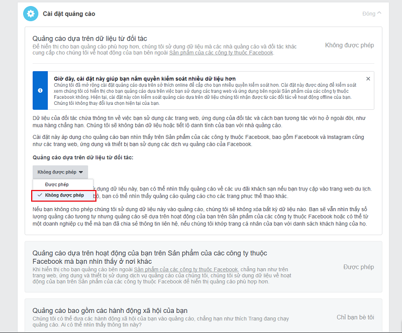 Hạn chế công khai thông tin cá nhân để chặn bớt quảng cáo Facebook.