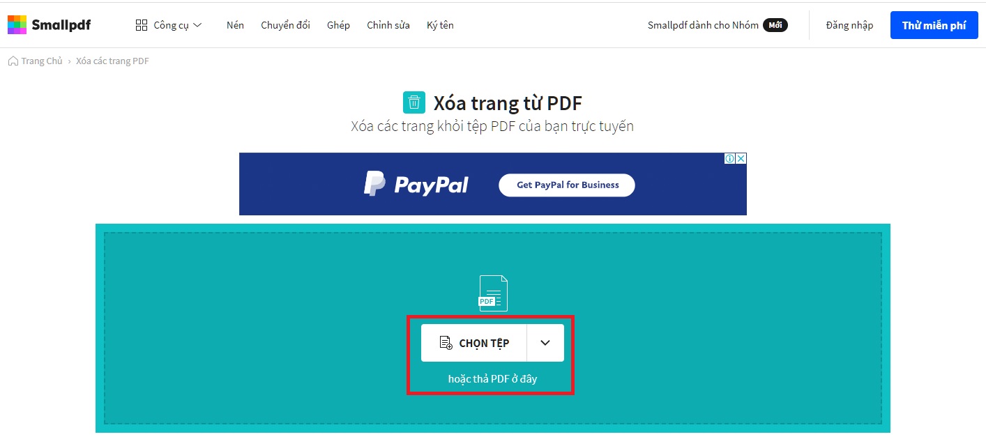 Chọn tệp pdf cần xóa