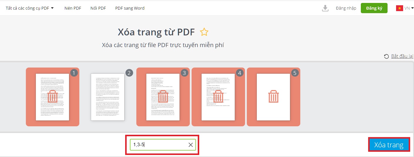 xóa trang pdf nhanh chóng