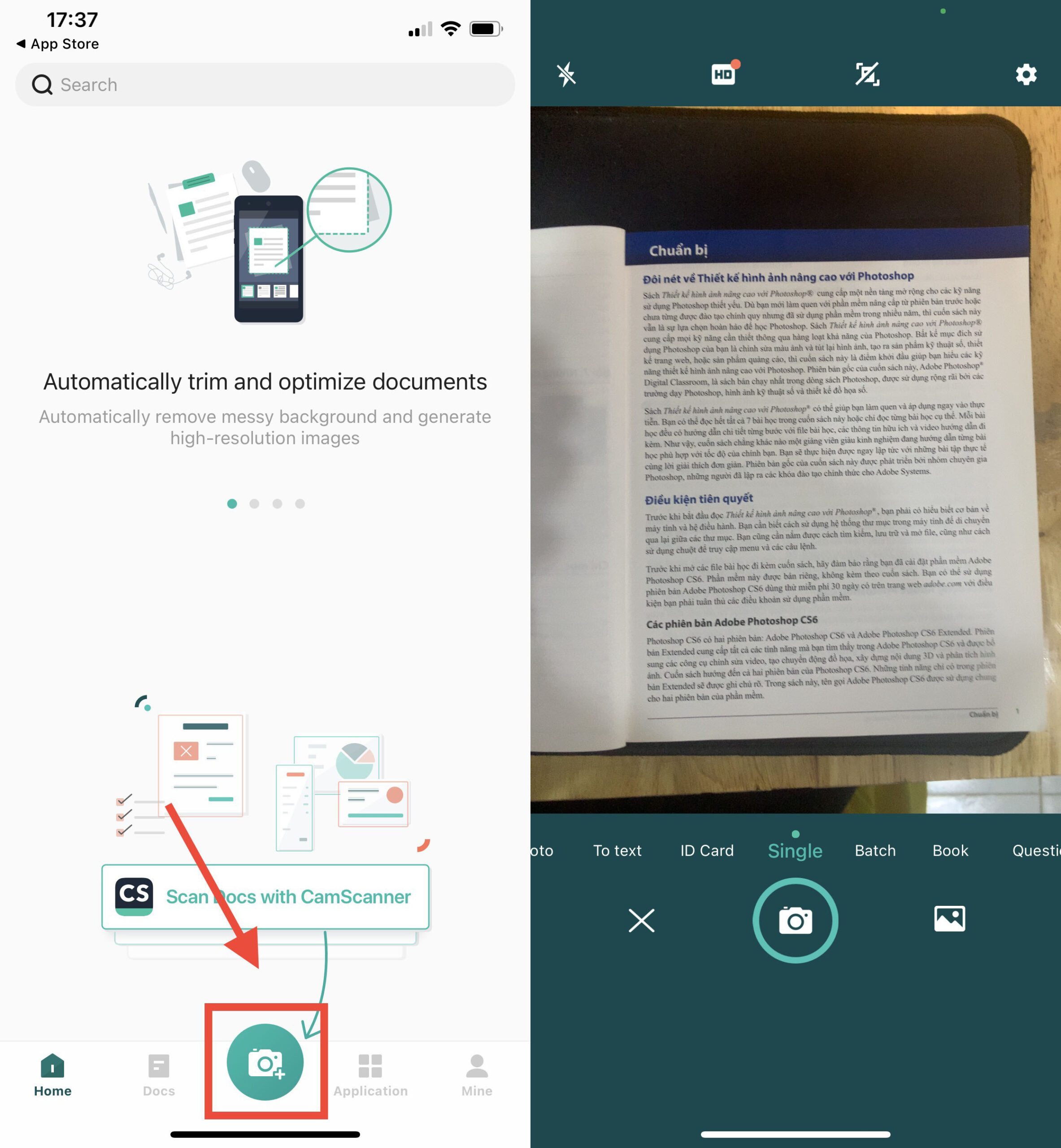 chụp tài liệu bằng camscanner