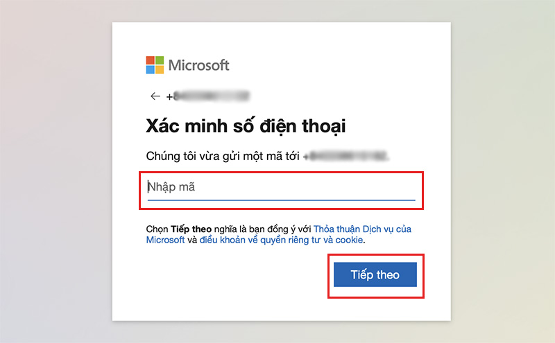 Nhấn chọn mã xác minh