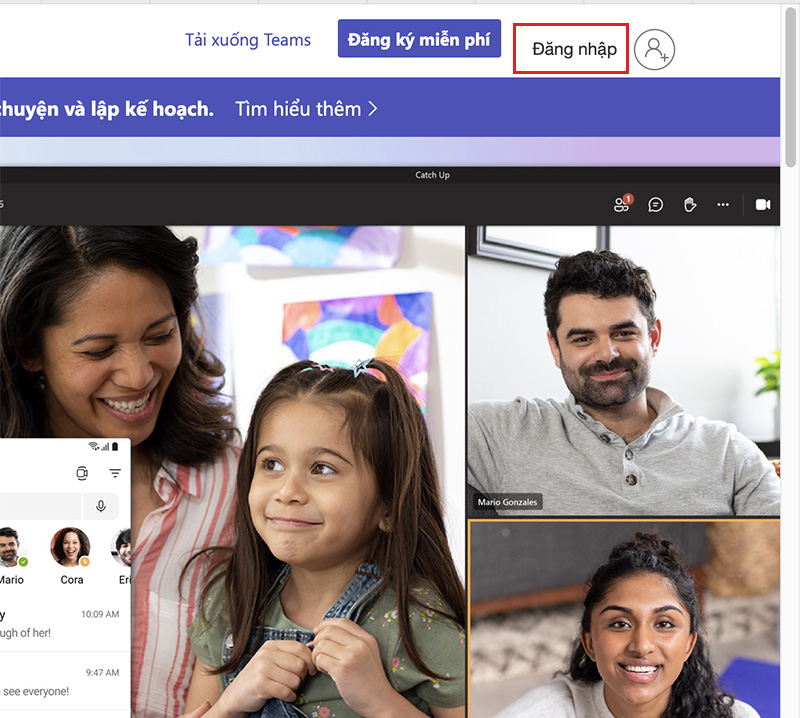 Đăng nhập vào microsoft team