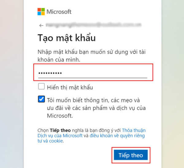 Tạo mật khẩu mong muốn